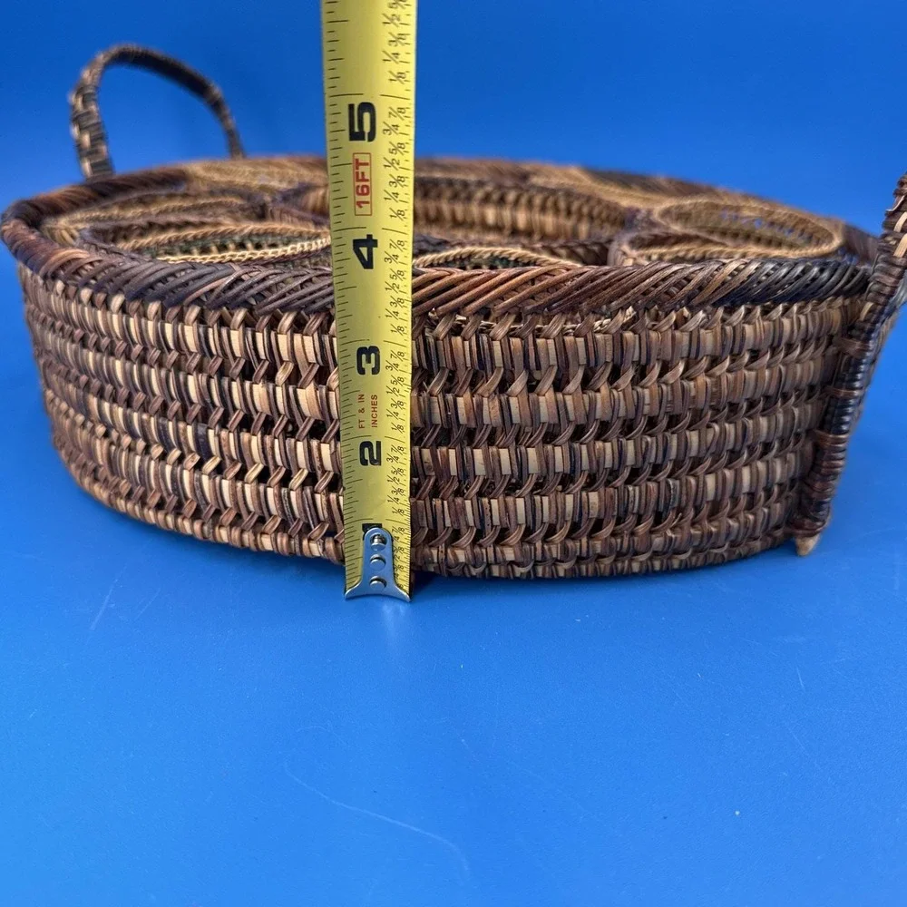 Vintage Wicket Grass Drink Tray Wicker Basket for Glasses Bohemian
